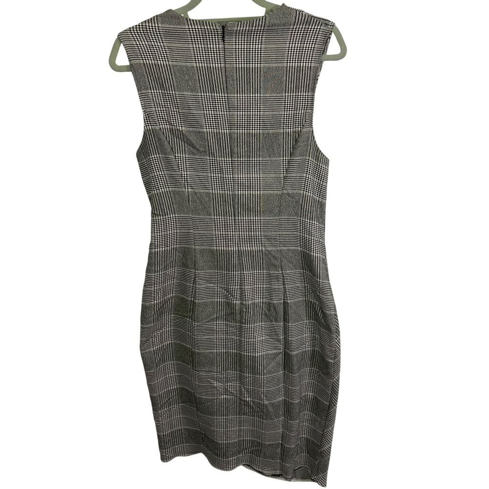 Rachel Rachel Roy Plaid Ruched Sleeveless Sheath Dress Black White Size 14 - Picture 9 of 10